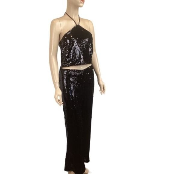 NWT 2pc‎ House of Harlow 1960 Revolve sequins pants & halter top set Size large - Picture 3 of 9